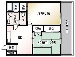 ハイツサンマリーナ 2DKの間取図画像