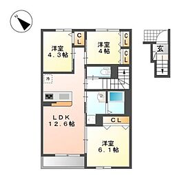 プリムローズ 3LDKの間取図画像