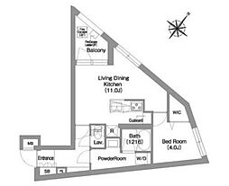 コンフォリア・リヴ渋谷本町 3階1LDKの間取り