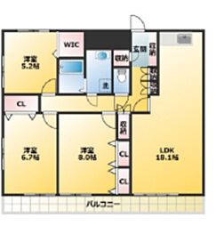 ヴィラコーヨー 6階3LDKの間取り