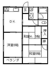 谷古宇コーポ 3DKの間取図画像
