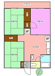 クレストヴィラ 2階3DKの間取り