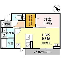 CLASSEUM 幸西　IV 2階1LDKの間取り