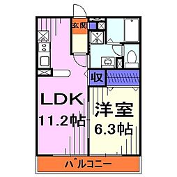 アムール新栄 1LDKの間取図画像