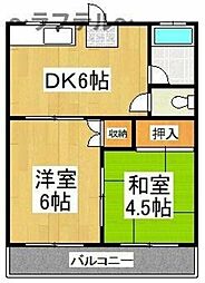 コーポ名取1号 2DKの間取図画像
