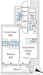 ジオエント本郷三丁目 8階1SLDKの間取り