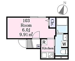 T-Maison下赤塚 ワンルームの間取図画像