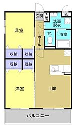 Ｂｌｉｓｓ小池原 402 4階2LDKの間取り