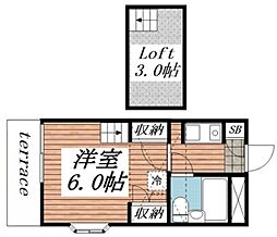 ジュネパレス市川第24 A棟 1階1Kの間取り
