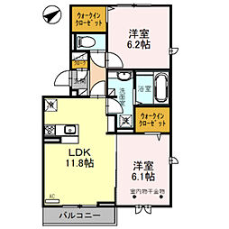 アロサール2 2LDKの間取図画像