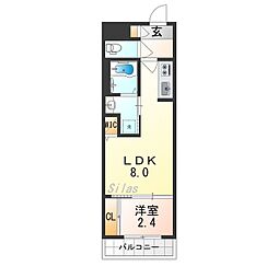 大阪市東成区中道2丁目アパート 1LDKの間取図画像