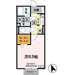 ソレアードｉ 2階1Kの間取り