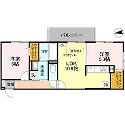JR奈良線 稲荷駅 徒歩2分の賃貸アパート 3階2LDKの間取り