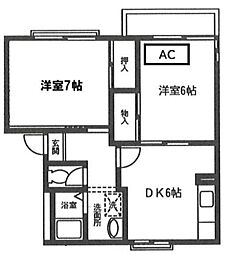 セントヒルズ津田沼1 1階2DKの間取り