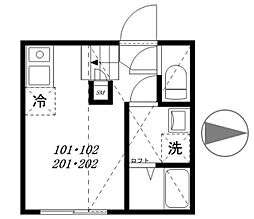 yet鎌倉 1階ワンルームの間取り