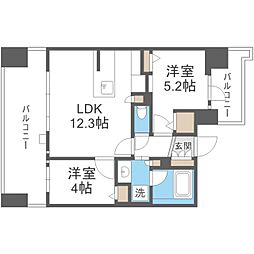 グランフォーレ千早マークスクエアイーストウイング 2LDKの間取図画像