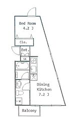 M/F 2階1DKの間取り