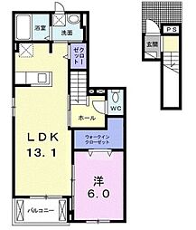 ＧＲＡＮＤ　ＨＩＬＬＳ 2階1LDKの間取り