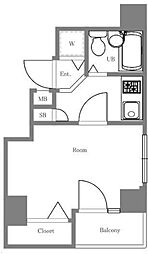 ツインズ西新宿ノースピア 1Kの間取図画像