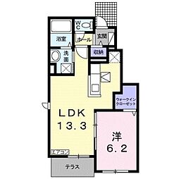 ヴェリテ・ヴィラージュ 1階1LDKの間取り