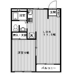 エステート和ケ原B 1LDKの間取図画像