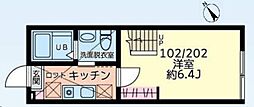 ＢＲＵＮ町田 1階1Kの間取り
