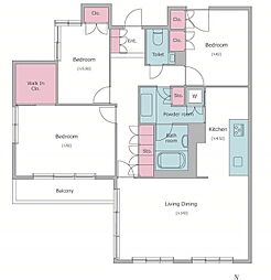 レジディア上目黒 3階3LDKの間取り