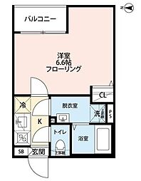 グランクオールお花茶屋 2階1Kの間取り