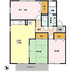 神鉄三田線 五社駅 徒歩10分の賃貸アパート 2階3LDKの間取り