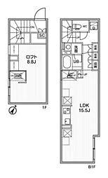 アスティーレ幡ヶ谷 1階ワンルームの間取り