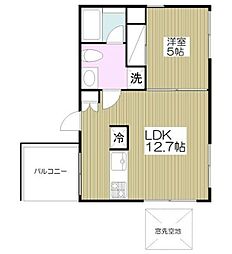 元代々木フラット 1LDKの間取図画像