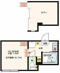 レガーロY 1階1Kの間取り