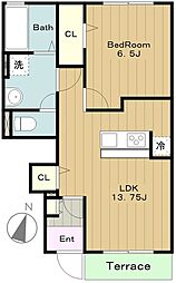 ロワイヤルコーポ 1LDKの間取図画像