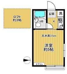 ピア仲町 2階1Kの間取り