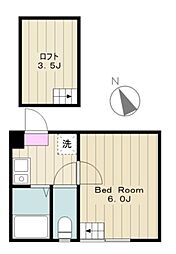 メゾンエレンデール 1Kの間取図画像