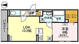 アニヴェルセル 3階1LDKの間取り