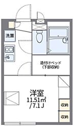 レオパレスリバーサイド コート 2階1Kの間取り