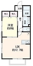 プラチナパレス 1階1LDKの間取り