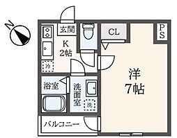 ソリッド戸塚 1Kの間取図画像