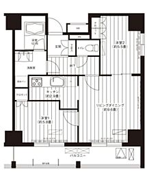 コスモグラン勝どき 3階2LDKの間取り