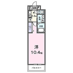 ラ・テュイル 1Kの間取図画像