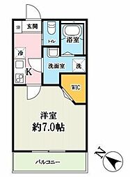 アトラス新狭山 3階1Kの間取り