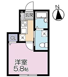 グランシャレー千住旭町 1Kの間取図画像