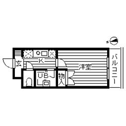 フローラル宮崎台 1Kの間取図画像