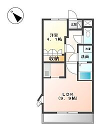 プランドール・コート 1階1LDKの間取り