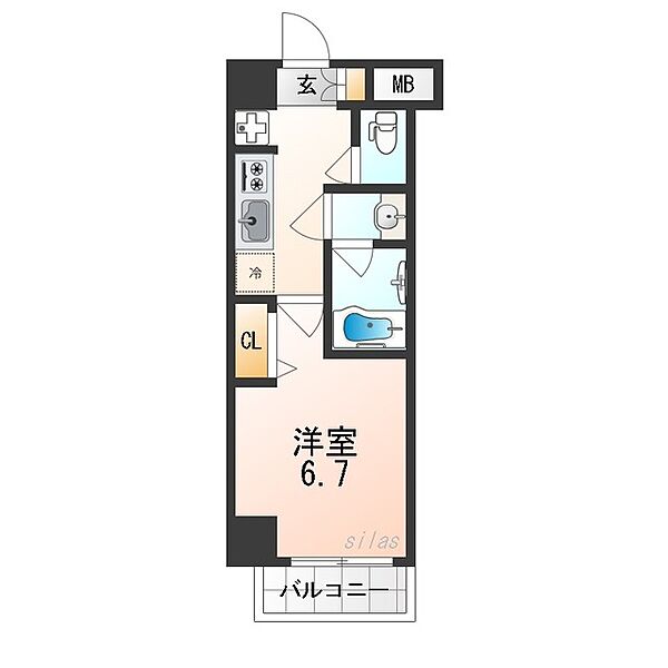 大阪府大阪市此花区伝法４丁目(賃貸マンション1K・11階・25.20㎡)の写真 その2