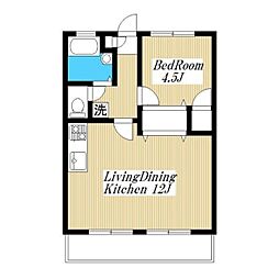 サイレントパーク15 1階1LDKの間取り