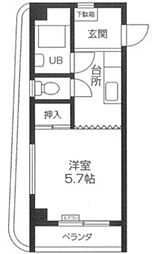 コスモ和光V 5階1Kの間取り
