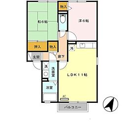 南海線 紀ノ川駅 徒歩30分の賃貸アパート 2階2LDKの間取り