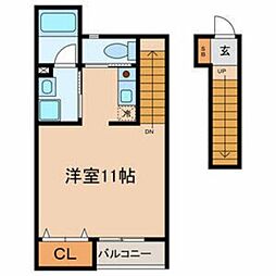 ウィッシュハイツII 2階ワンルームの間取り